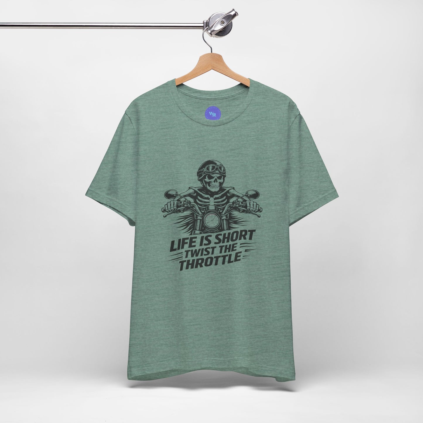 Life Is Short Twist the Throttle Shirt | Biker Skull Motorcycle T-Shirt | Mens Rider Tee | Bella Canvas 3001 | Gift for Bikers