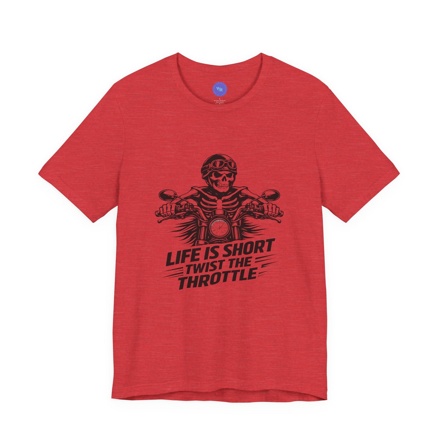 Life Is Short Twist the Throttle Shirt | Biker Skull Motorcycle T-Shirt | Mens Rider Tee | Bella Canvas 3001 | Gift for Bikers