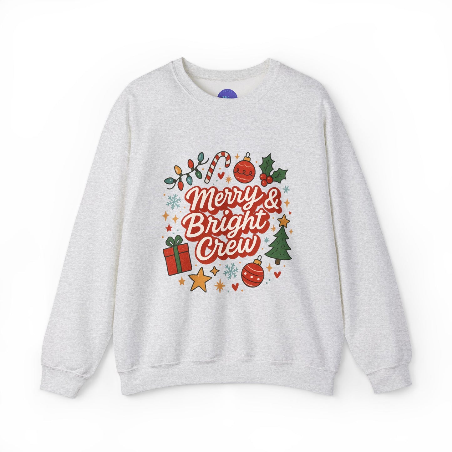 Merry & Bright Crew Sweatshirt | Christmas Crewneck | Matching Holiday Shirt | Family Christmas Sweater | Retro Festive Graphic Tee