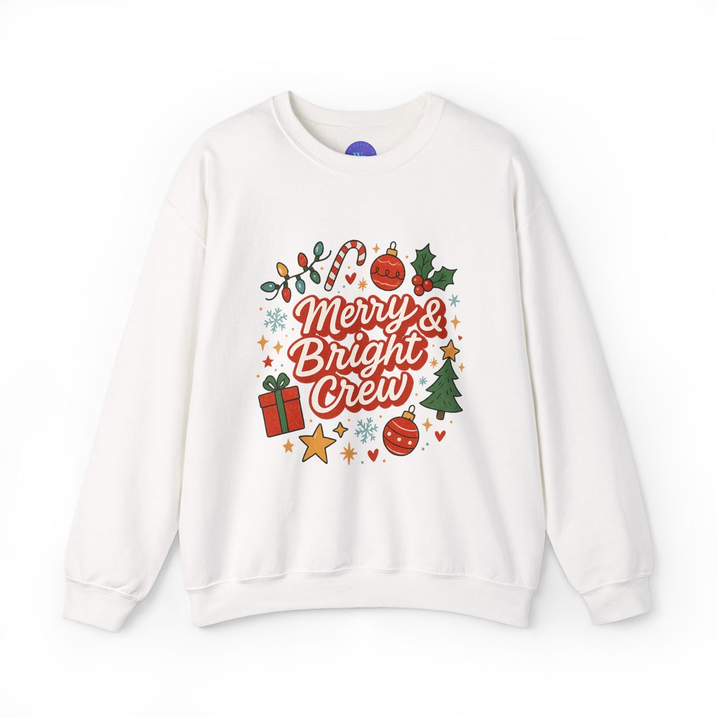 Merry & Bright Crew Sweatshirt | Christmas Crewneck | Matching Holiday Shirt | Family Christmas Sweater | Retro Festive Graphic Tee