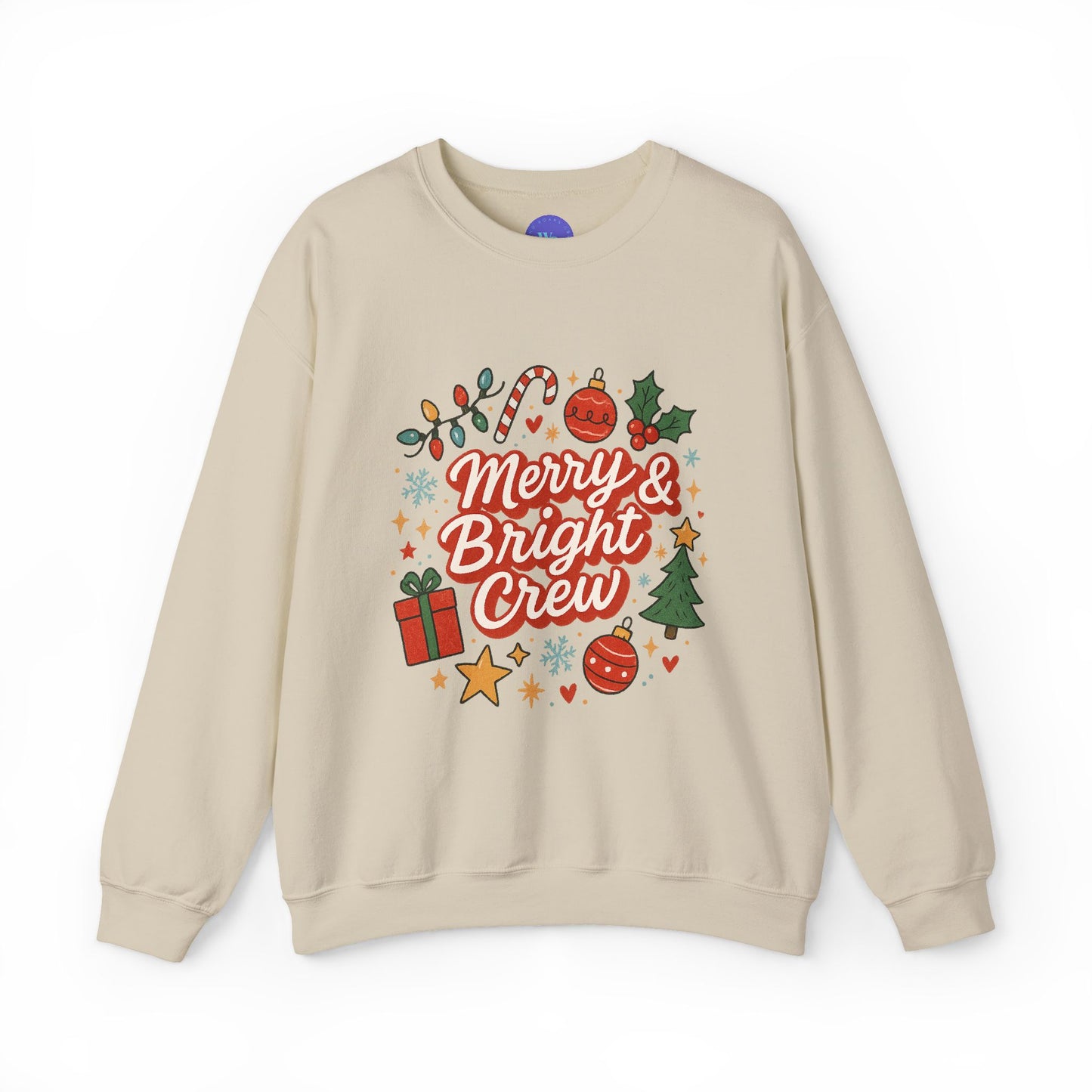 Merry & Bright Crew Sweatshirt | Christmas Crewneck | Matching Holiday Shirt | Family Christmas Sweater | Retro Festive Graphic Tee