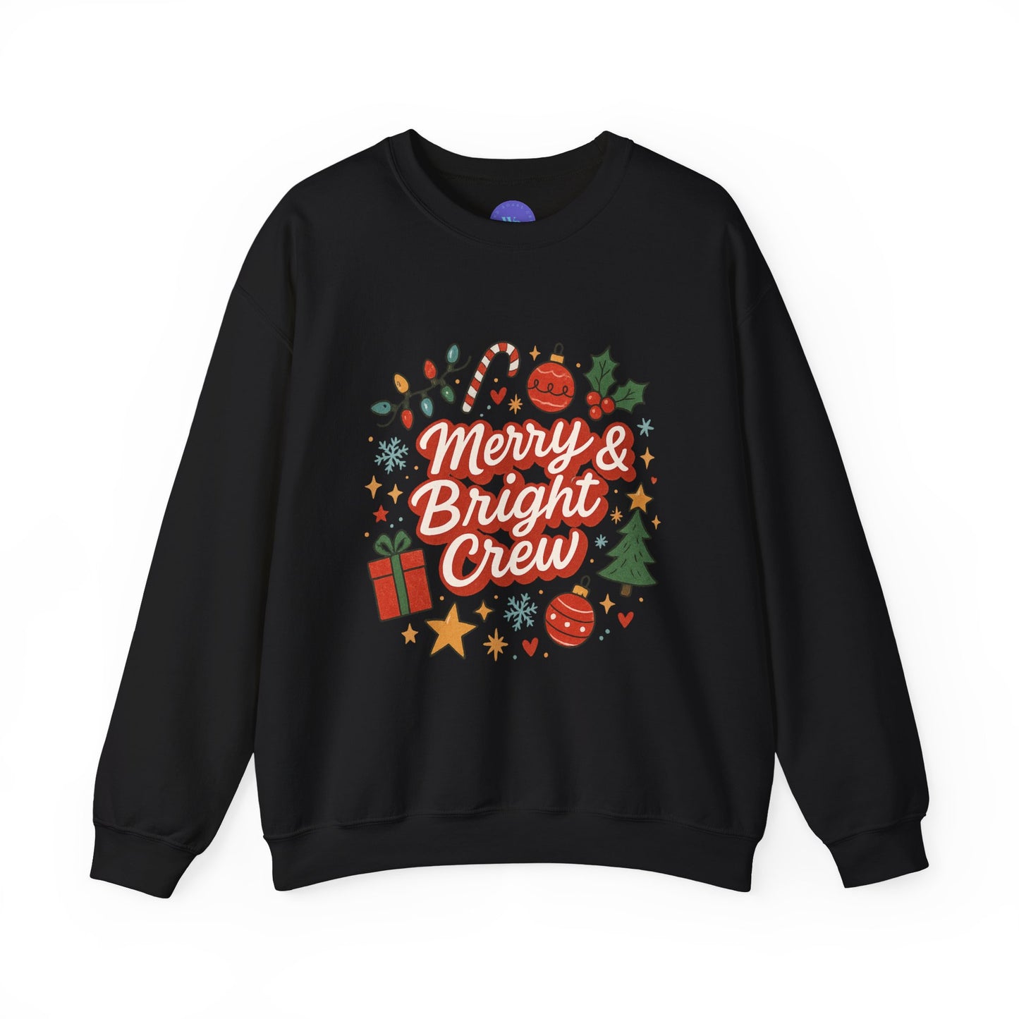 Merry & Bright Crew Sweatshirt | Christmas Crewneck | Matching Holiday Shirt | Family Christmas Sweater | Retro Festive Graphic Tee