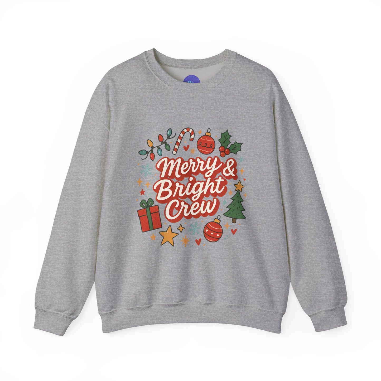 Merry & Bright Crew Sweatshirt | Christmas Crewneck | Matching Holiday Shirt | Family Christmas Sweater | Retro Festive Graphic Tee