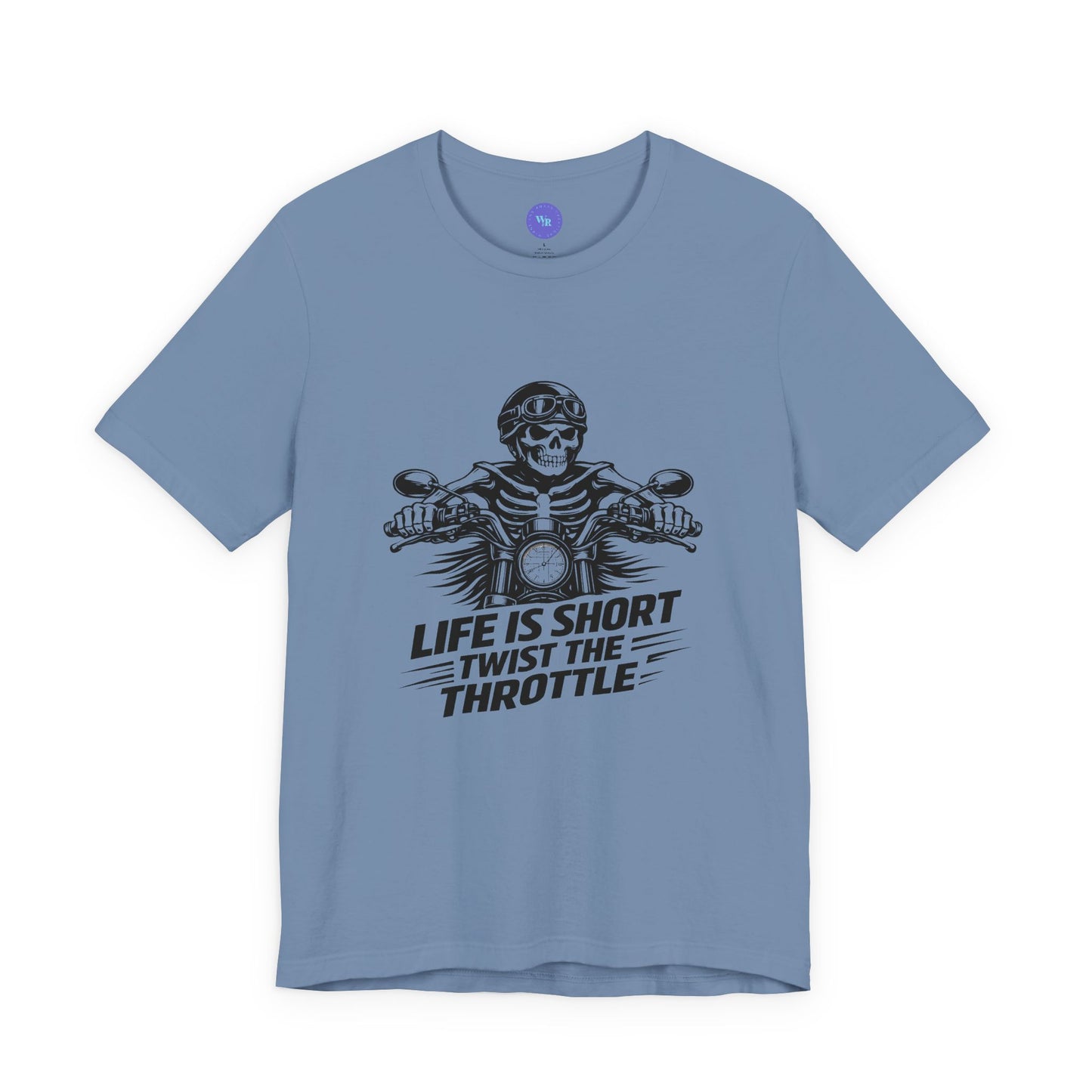 Life Is Short Twist the Throttle Shirt | Biker Skull Motorcycle T-Shirt | Mens Rider Tee | Bella Canvas 3001 | Gift for Bikers