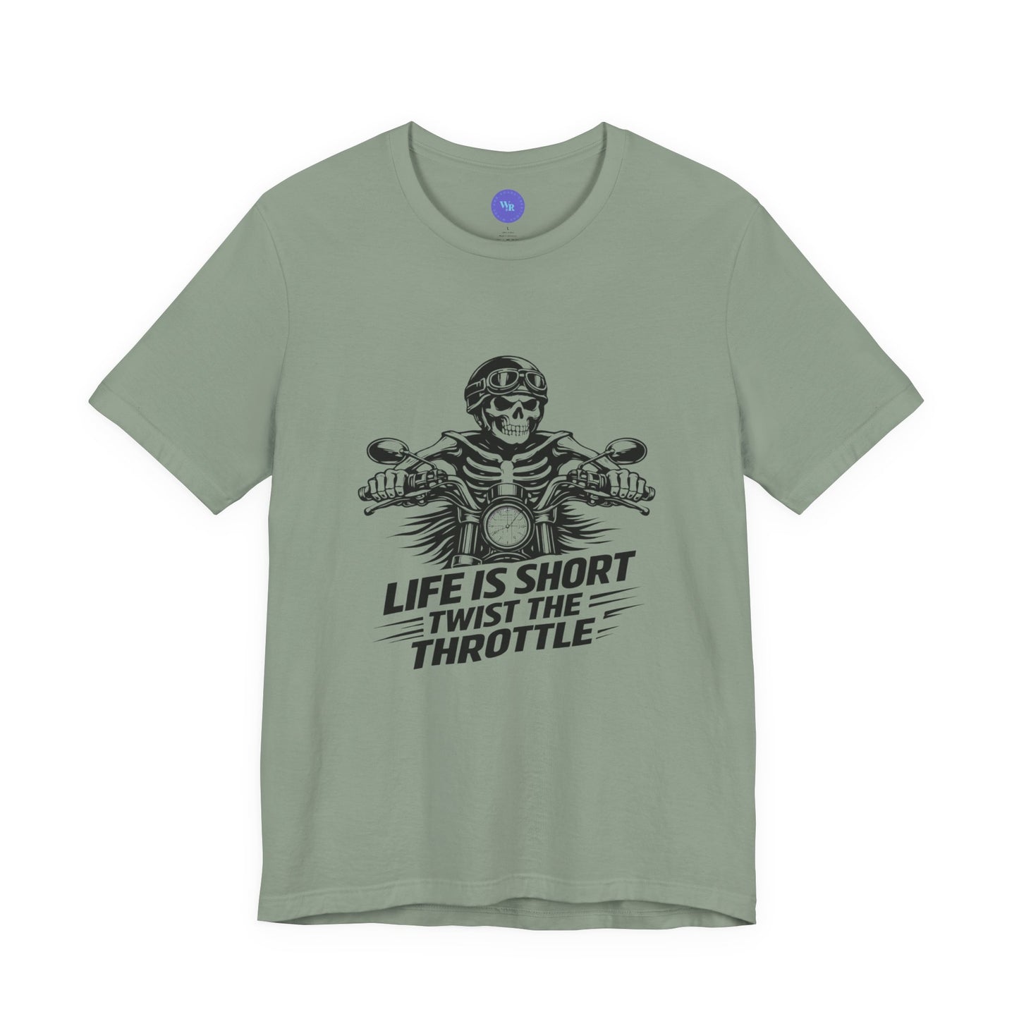 Life Is Short Twist the Throttle Shirt | Biker Skull Motorcycle T-Shirt | Mens Rider Tee | Bella Canvas 3001 | Gift for Bikers