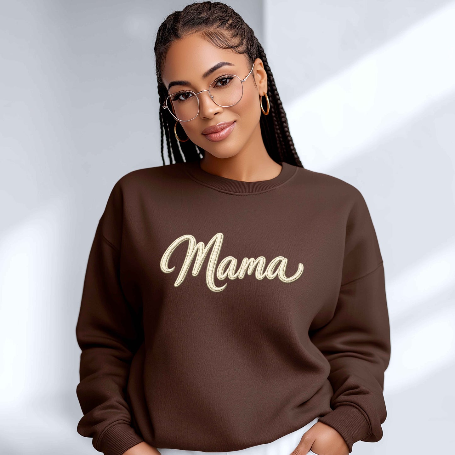 Mama Faux Embroidered Sweatshirt | Mama Script Crewneck | Cozy Mom Sweatshirt | Gildan 18000 | Embroidery Look Mama