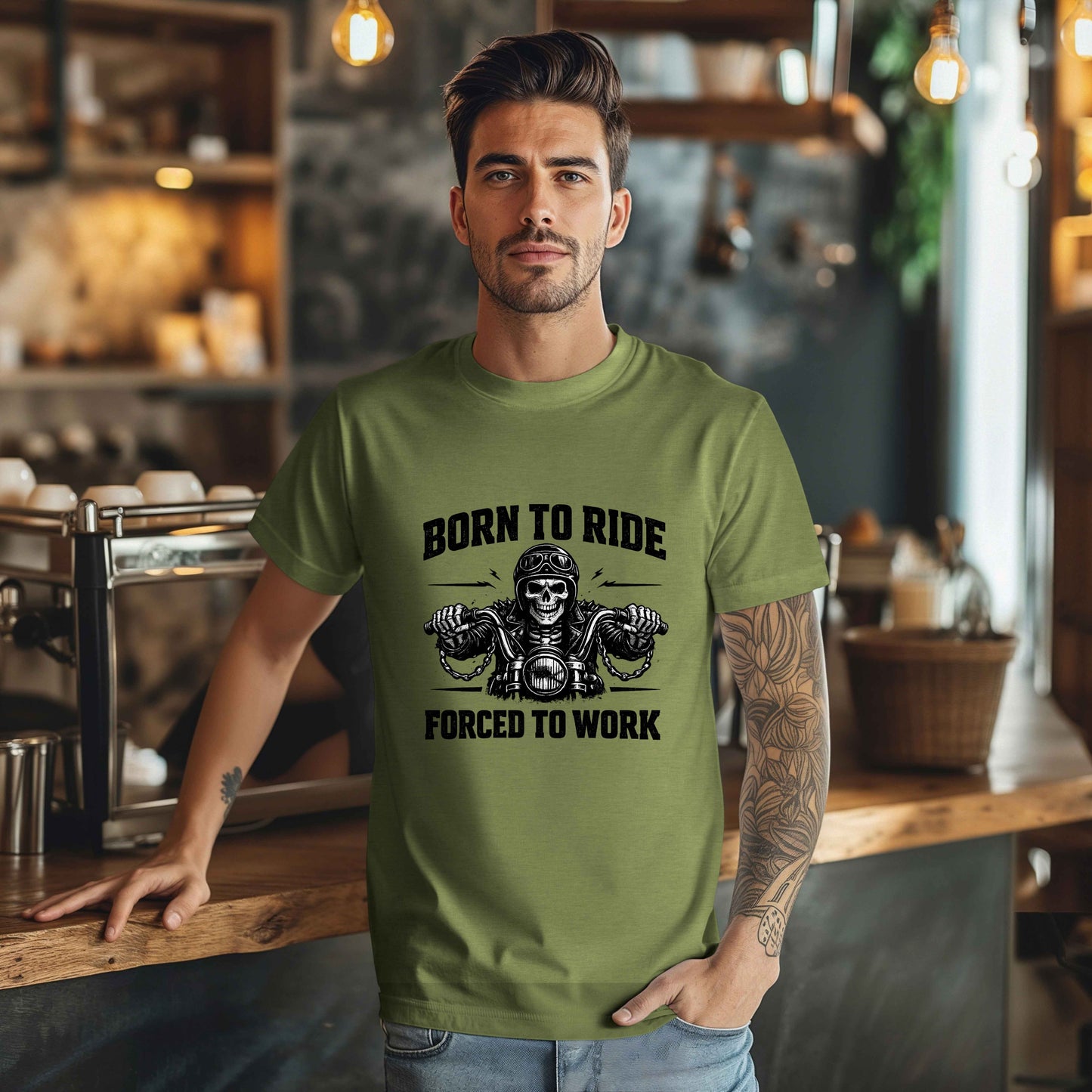 Born to Ride Forced to Work Shirt | Funny Biker T-Shirt for Men | Motorcycle Rider Tee | Bella Canvas 3001 | Gift for Bikers