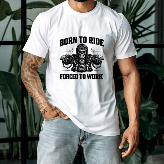 Born to Ride Forced to Work Shirt | Funny Biker T-Shirt for Men | Motorcycle Rider Tee | Bella Canvas 3001 | Gift for Bikers