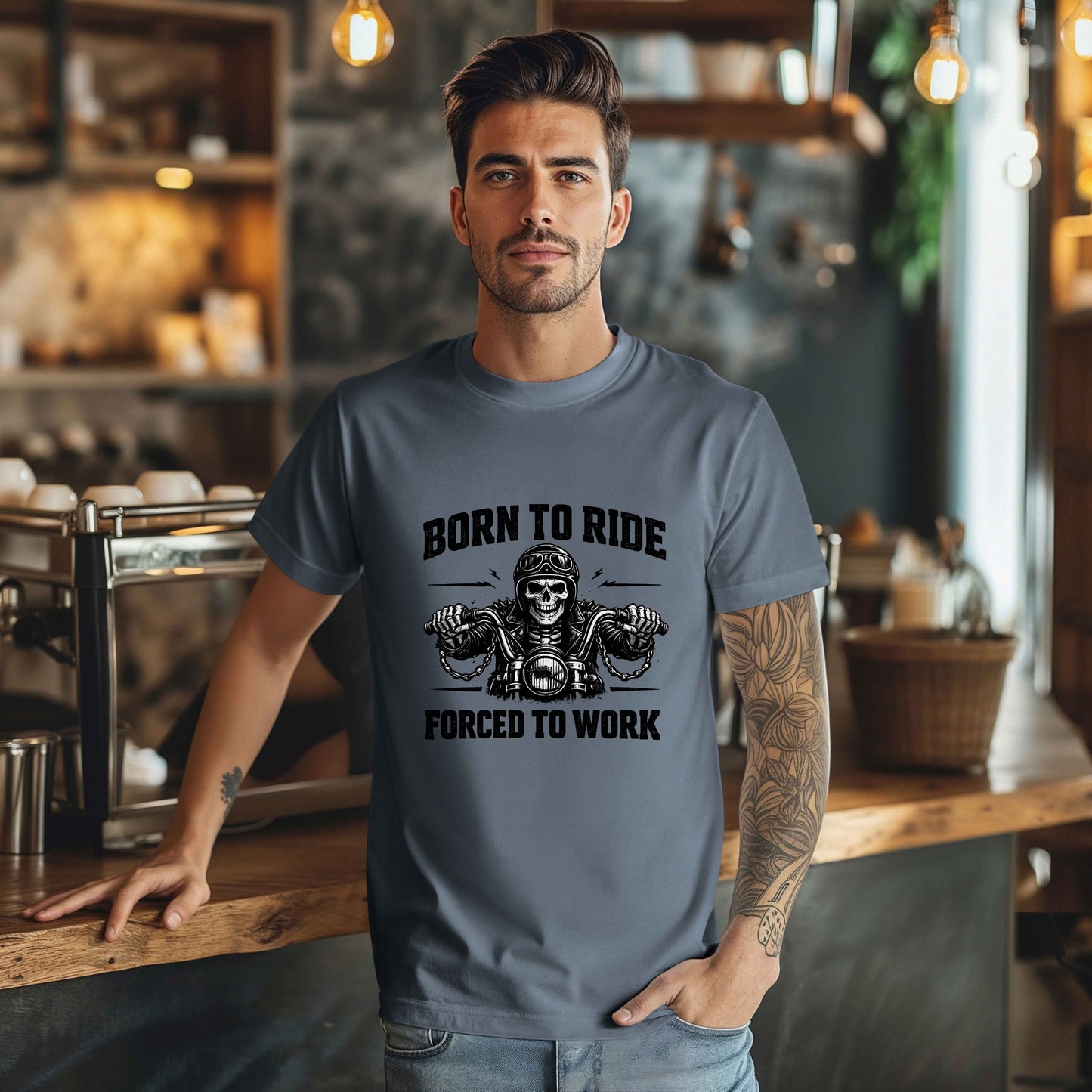 Born to Ride Forced to Work Shirt | Funny Biker T-Shirt for Men | Motorcycle Rider Tee | Bella Canvas 3001 | Gift for Bikers