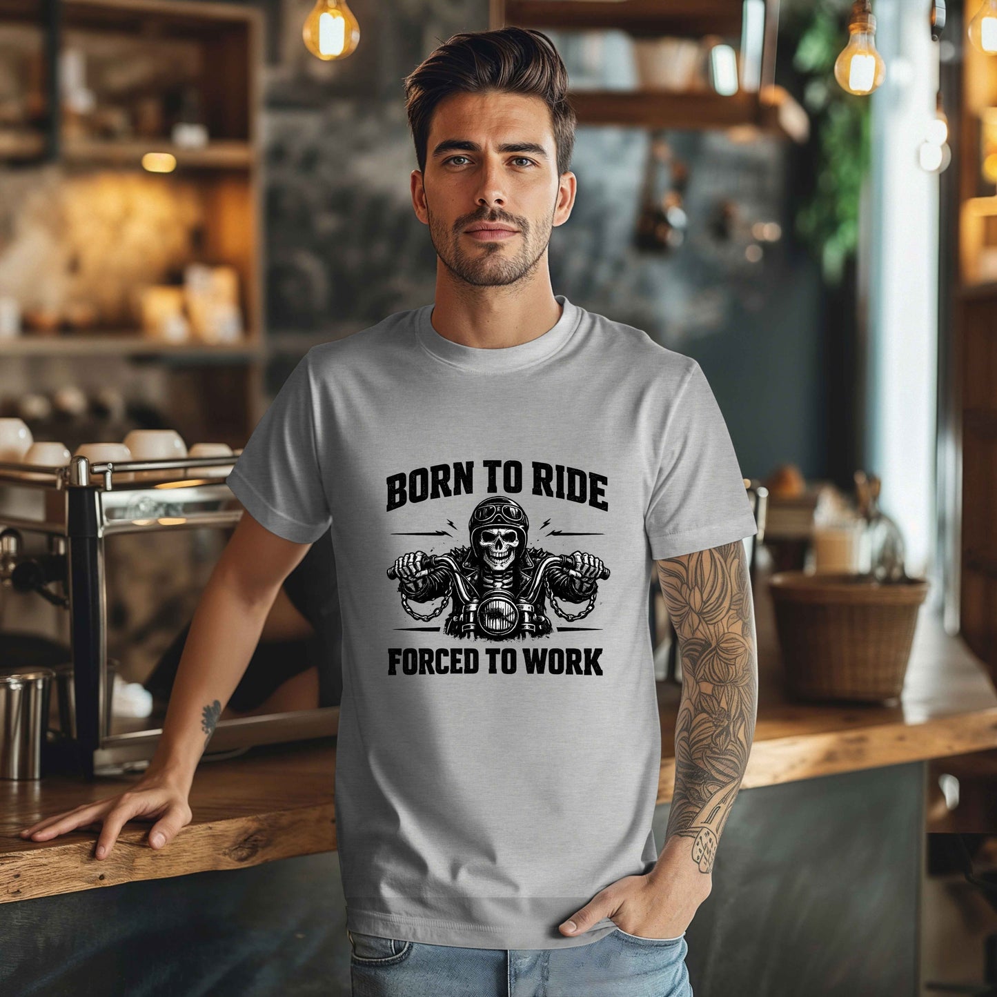 Born to Ride Forced to Work Shirt | Funny Biker T-Shirt for Men | Motorcycle Rider Tee | Bella Canvas 3001 | Gift for Bikers