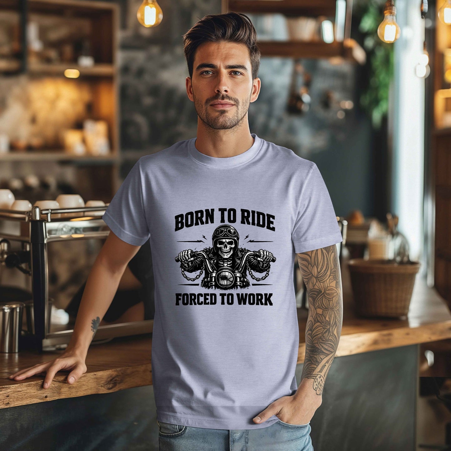 Born to Ride Forced to Work Shirt | Funny Biker T-Shirt for Men | Motorcycle Rider Tee | Bella Canvas 3001 | Gift for Bikers