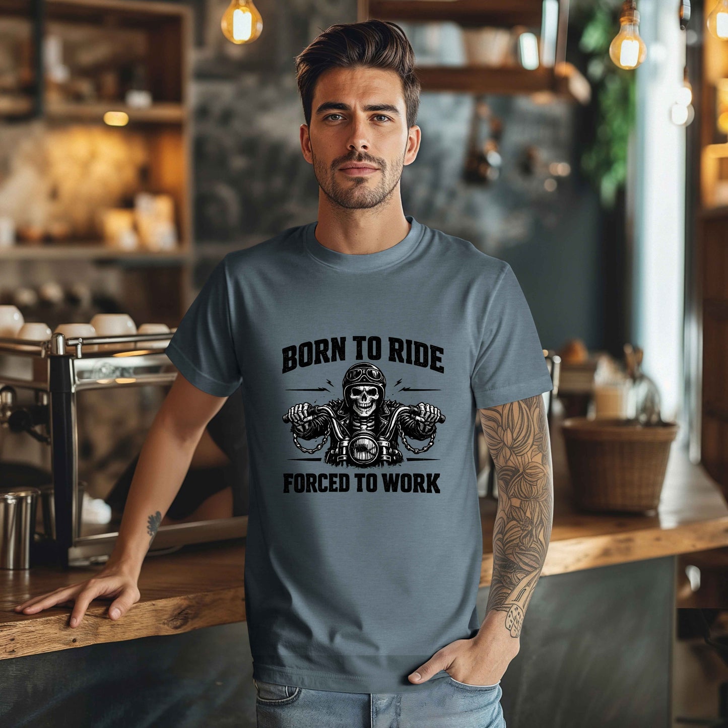 Born to Ride Forced to Work Shirt | Funny Biker T-Shirt for Men | Motorcycle Rider Tee | Bella Canvas 3001 | Gift for Bikers