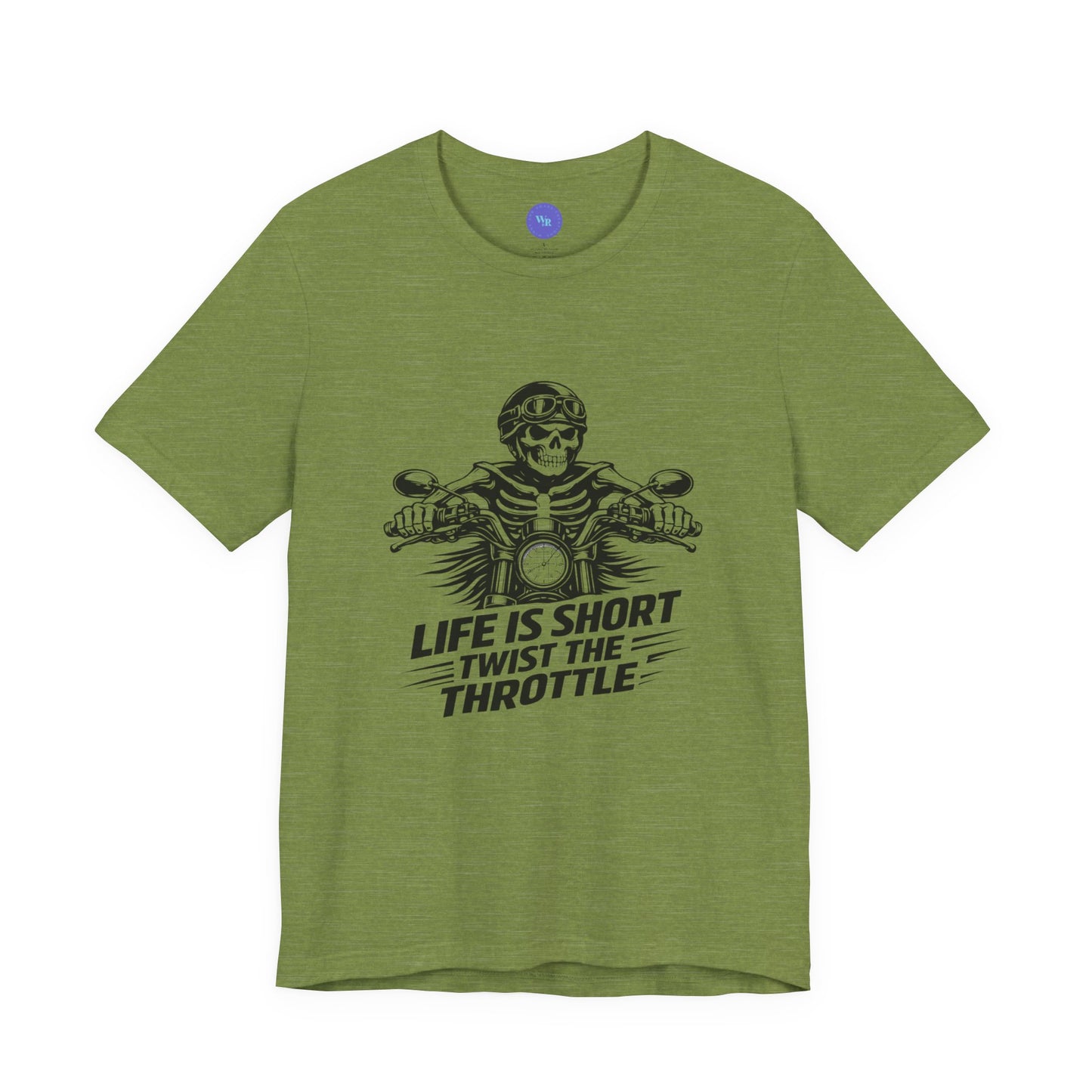 Life Is Short Twist the Throttle Shirt | Biker Skull Motorcycle T-Shirt | Mens Rider Tee | Bella Canvas 3001 | Gift for Bikers