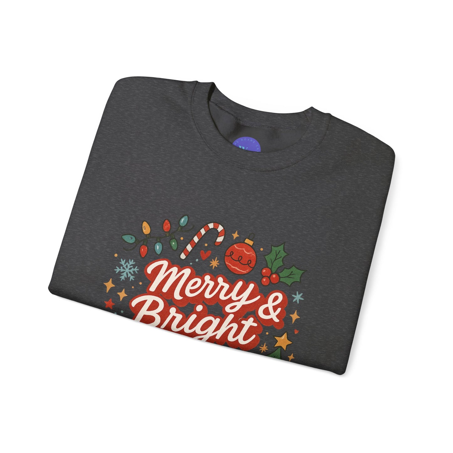 Merry & Bright Crew Sweatshirt | Christmas Crewneck | Matching Holiday Shirt | Family Christmas Sweater | Retro Festive Graphic Tee