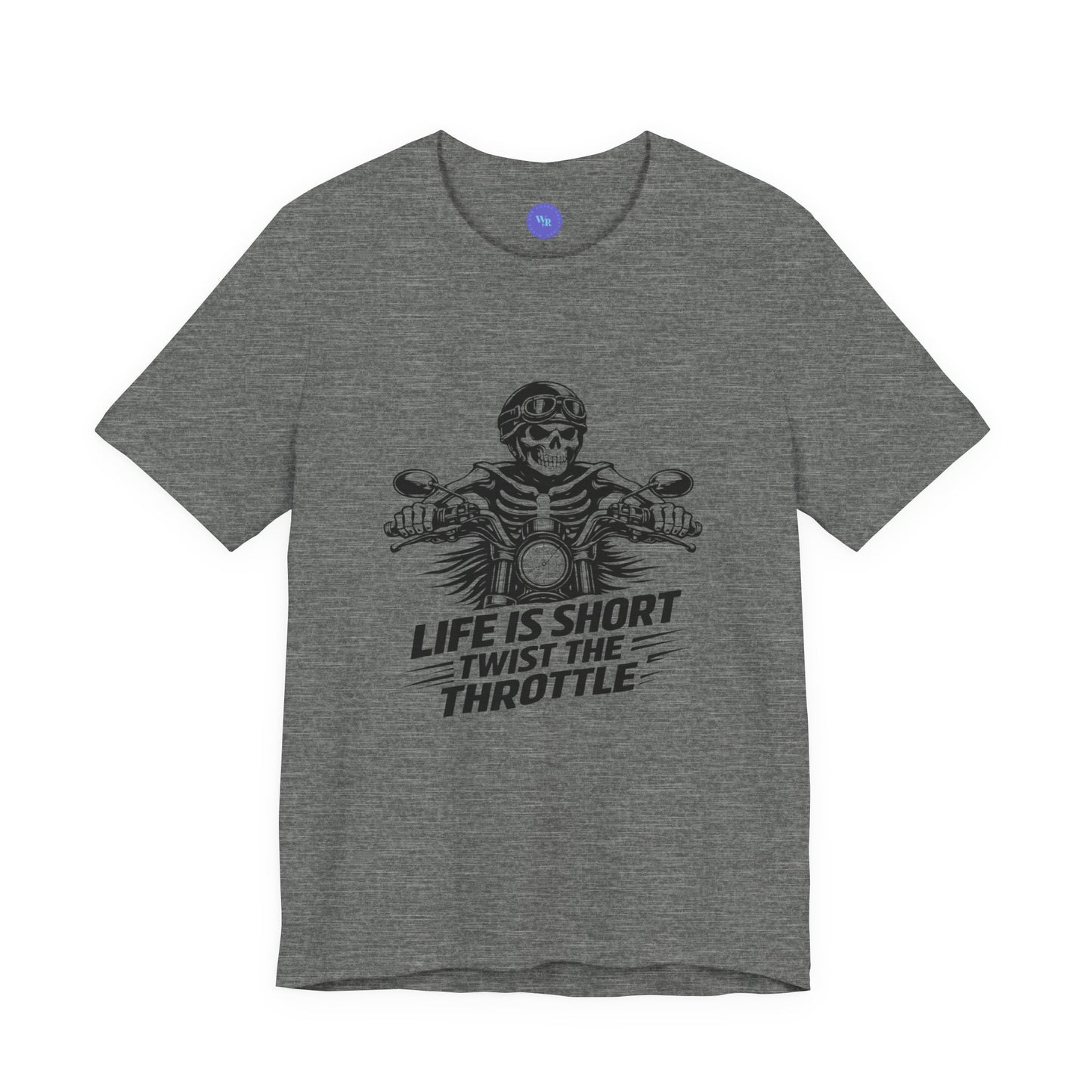 Life Is Short Twist the Throttle Shirt | Biker Skull Motorcycle T-Shirt | Mens Rider Tee | Bella Canvas 3001 | Gift for Bikers