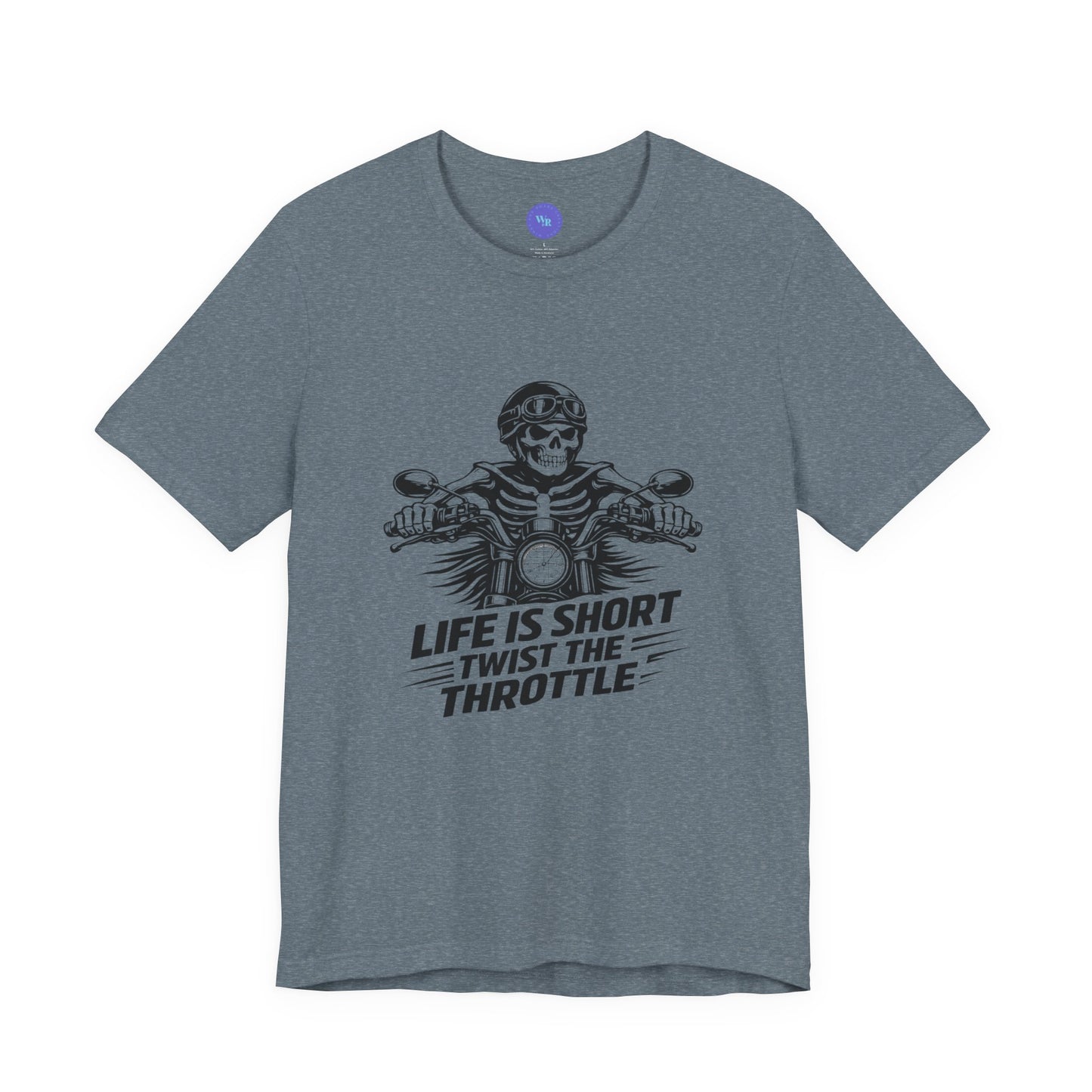 Life Is Short Twist the Throttle Shirt | Biker Skull Motorcycle T-Shirt | Mens Rider Tee | Bella Canvas 3001 | Gift for Bikers