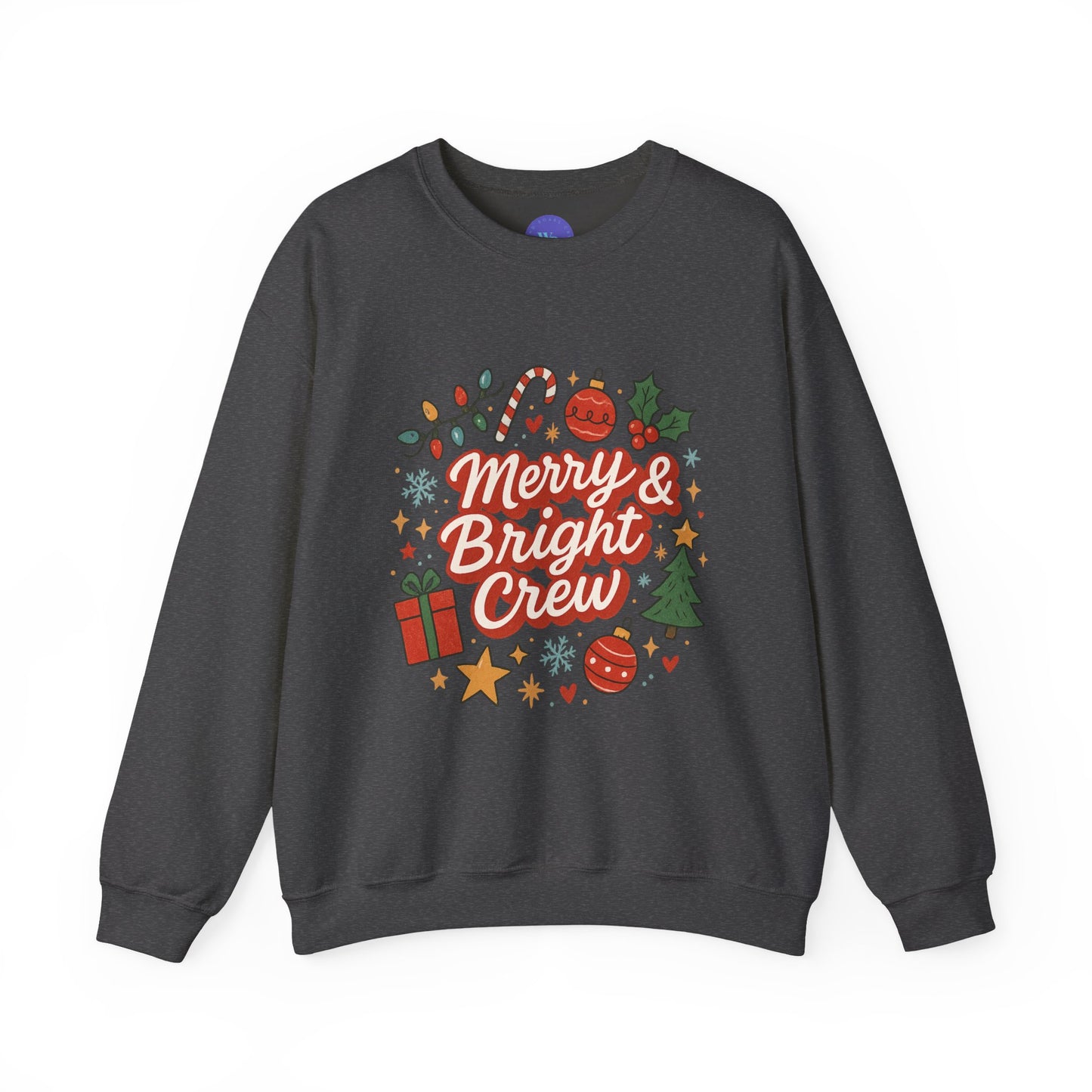 Merry & Bright Crew Sweatshirt | Christmas Crewneck | Matching Holiday Shirt | Family Christmas Sweater | Retro Festive Graphic Tee
