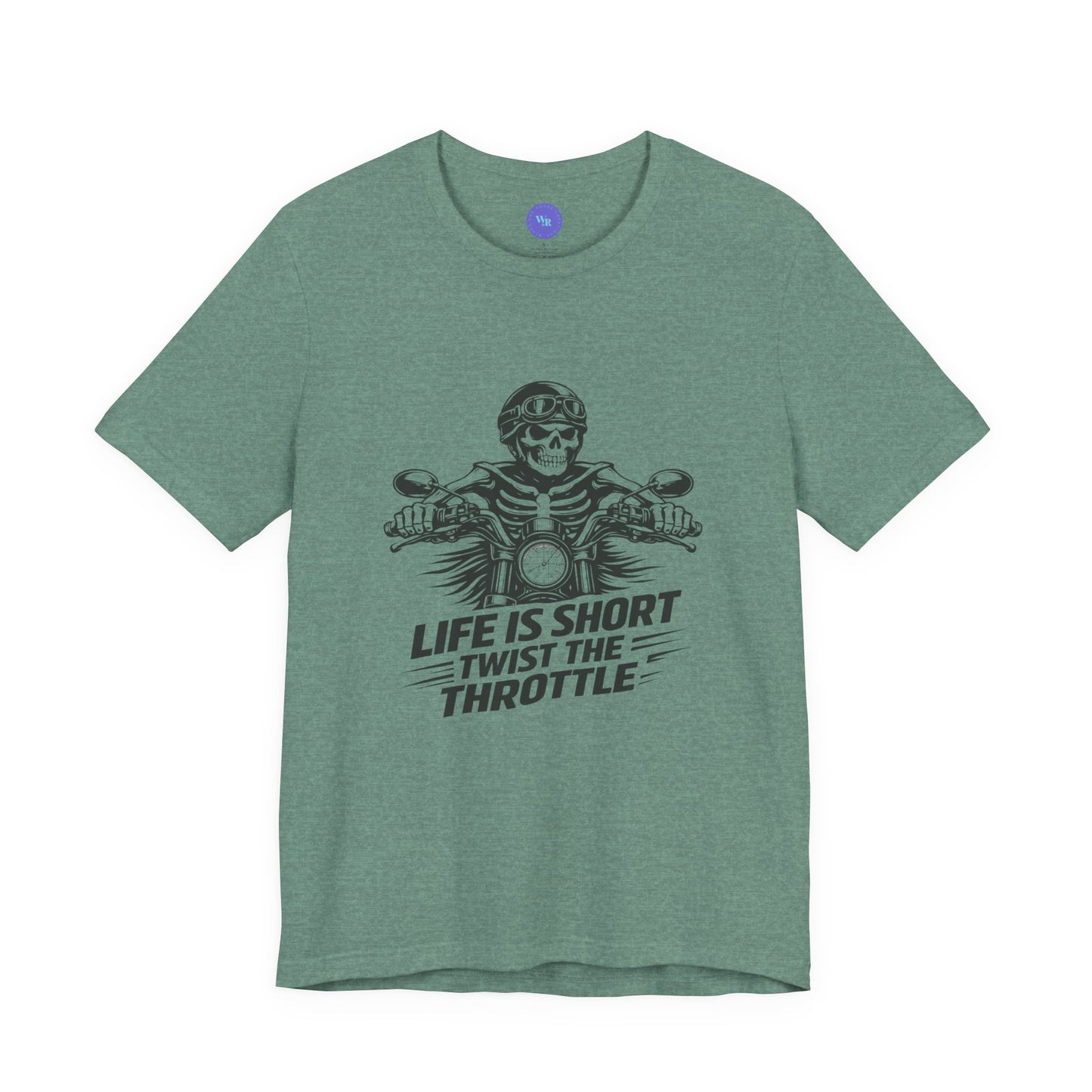 Life Is Short Twist the Throttle Shirt | Biker Skull Motorcycle T-Shirt | Mens Rider Tee | Bella Canvas 3001 | Gift for Bikers