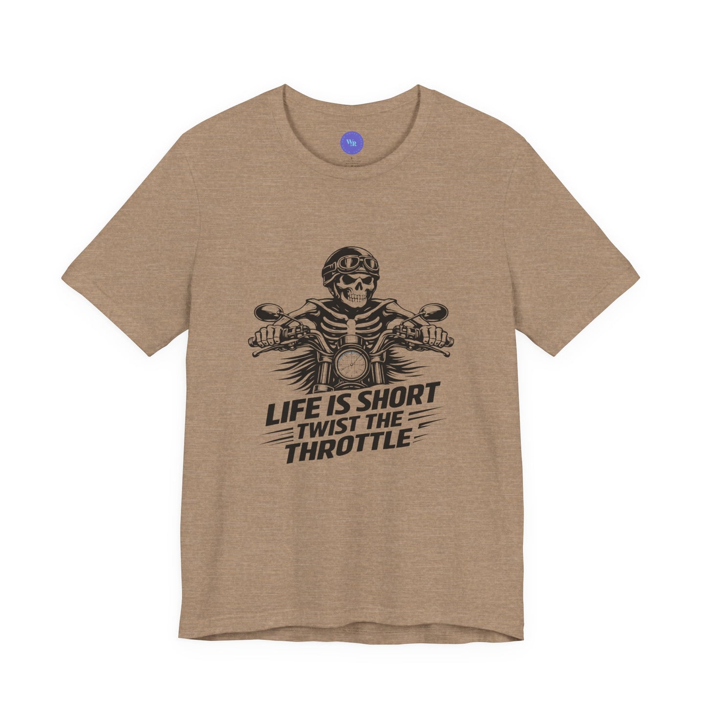 Life Is Short Twist the Throttle Shirt | Biker Skull Motorcycle T-Shirt | Mens Rider Tee | Bella Canvas 3001 | Gift for Bikers