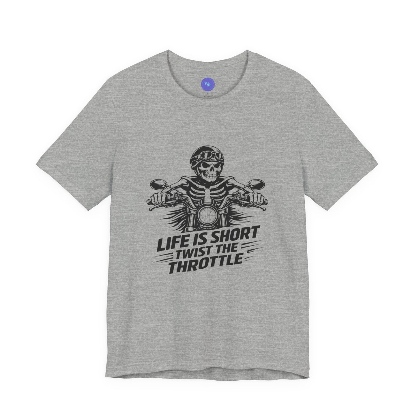 Life Is Short Twist the Throttle Shirt | Biker Skull Motorcycle T-Shirt | Mens Rider Tee | Bella Canvas 3001 | Gift for Bikers