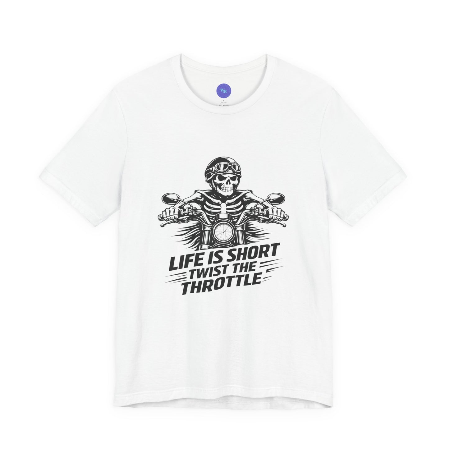 Life Is Short Twist the Throttle Shirt | Biker Skull Motorcycle T-Shirt | Mens Rider Tee | Bella Canvas 3001 | Gift for Bikers